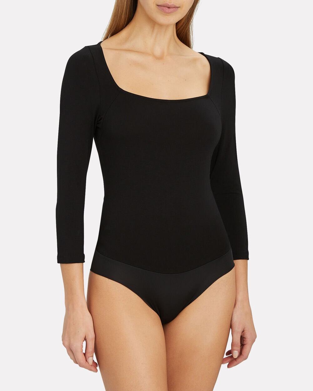 L'AGENCE Angel Square Neck Bodysuit Black Size S